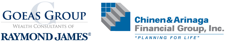 Logos for both Goeas Group of Wealth Consultants of Raymond James / Chinen & Arinaga Financial Group, Inc.